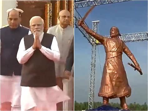 pm modi unveils statue of chhatrapati shivaji